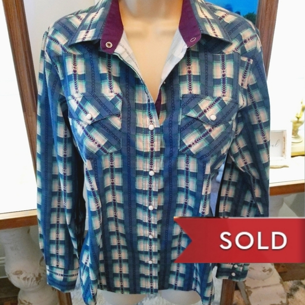 *SOLD*SOLD*SOLD* Sherri Cerve Plaid Western Snap Front Shirt